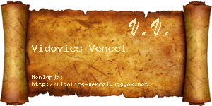 Vidovics Vencel névjegykártya